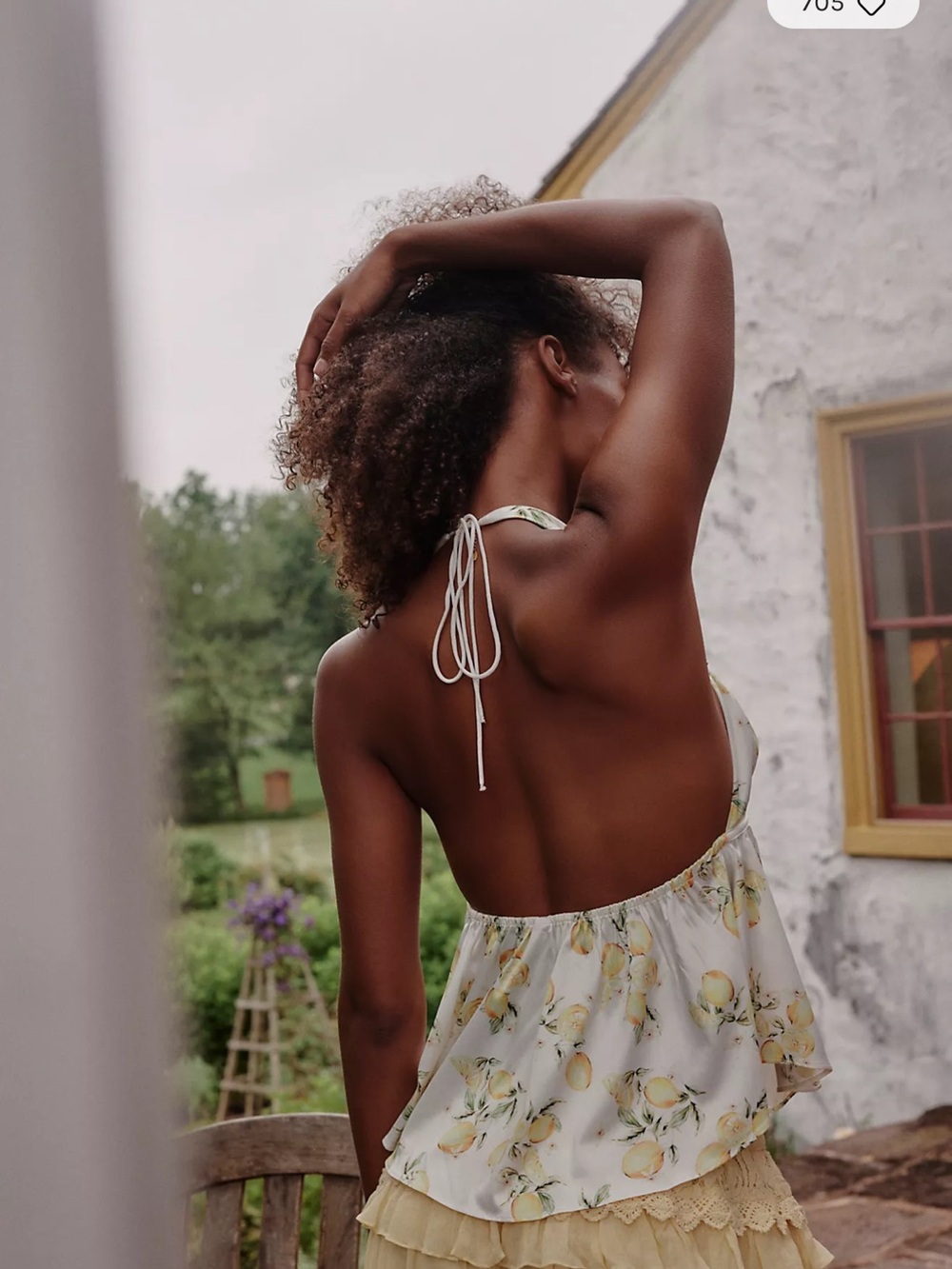 For Love & Lemons White Lemon-Print Halter Top - Picture 2 of 9